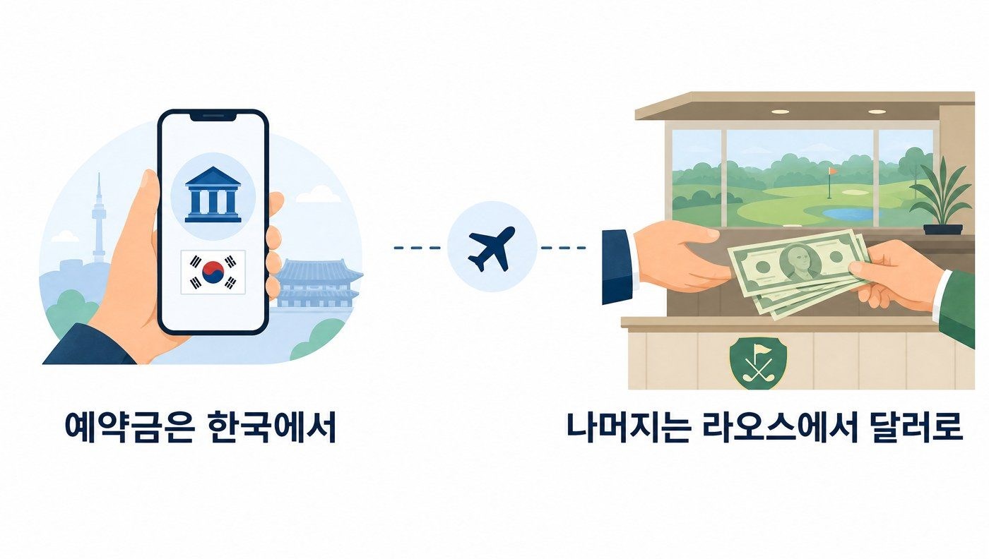 라오스 골프 여행 결제 방식, 예약금은 한국에서 원화로 나머지는 라오스 미팅 때 달러로