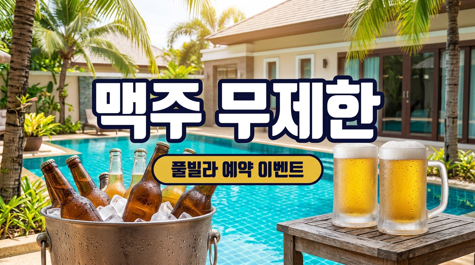 라오스 비엔티안 풀빌라 예약 이벤트, 맥주 무제한 블루투어 제공